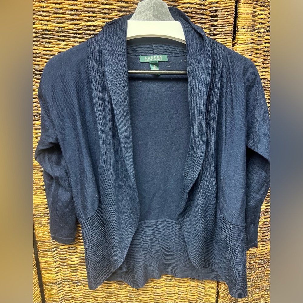 Lauren Ralph‎ Lauren Women's Deep Blue Cardigan- Small, Open front